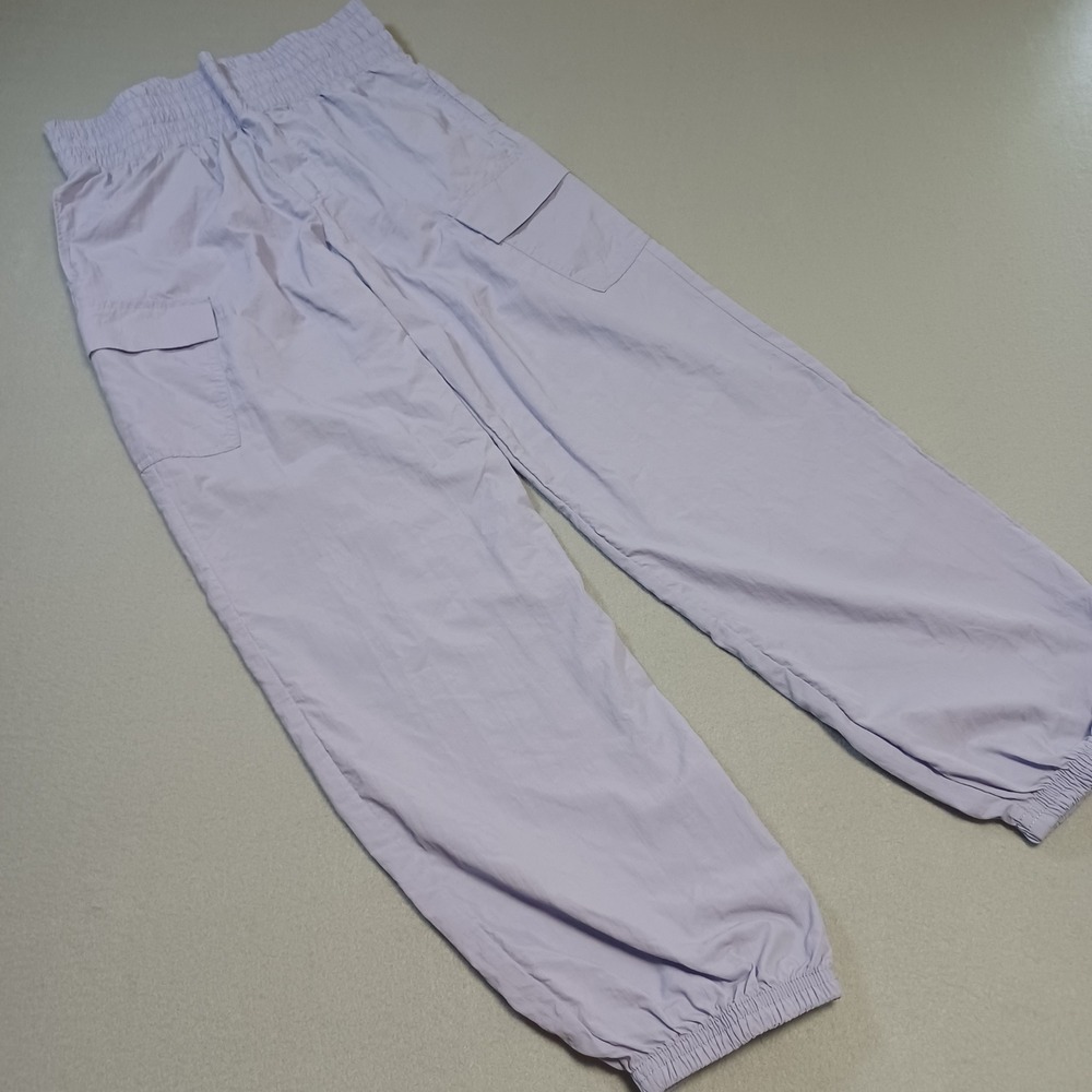 All In Motion Girls XL 14 Cargo Jogger Lavender Purple Nylon Smocked Waist Pants